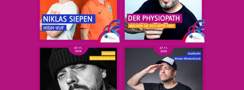 Comedy‑Herbst 2026: Vier starke Programme in der Stadthalle Rheda‑Wiedenbrück