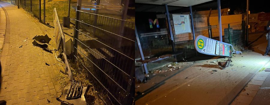 Betrunkener kracht in Mainz-Weisenau in Haltestelle