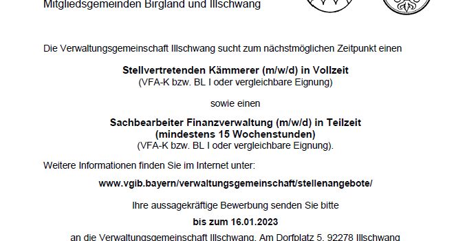 Stellenausschreibung Finanzverwaltung