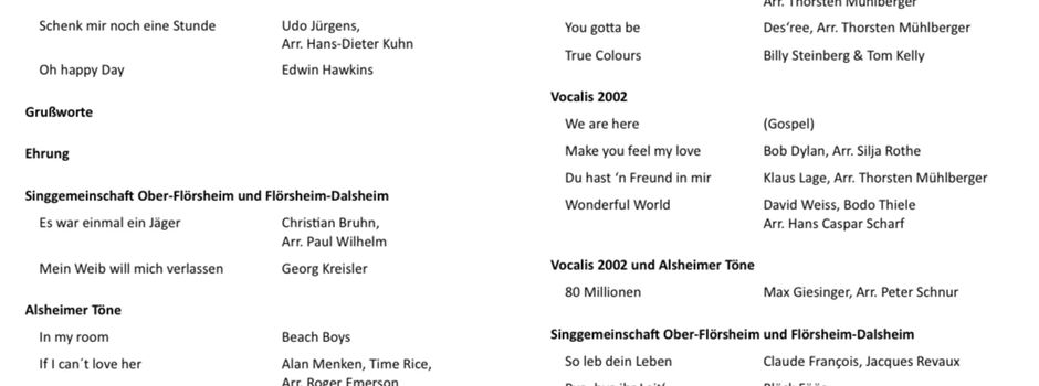 Heute Abend - Jubiläumskonzert des MGV /der Singgemeinschaft 