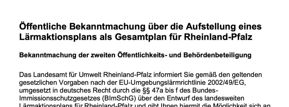 Lärmaktionsplan RLP