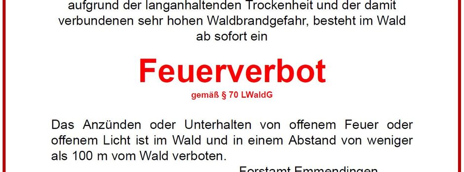 Feuerverbot im Landkreis Emmendingen