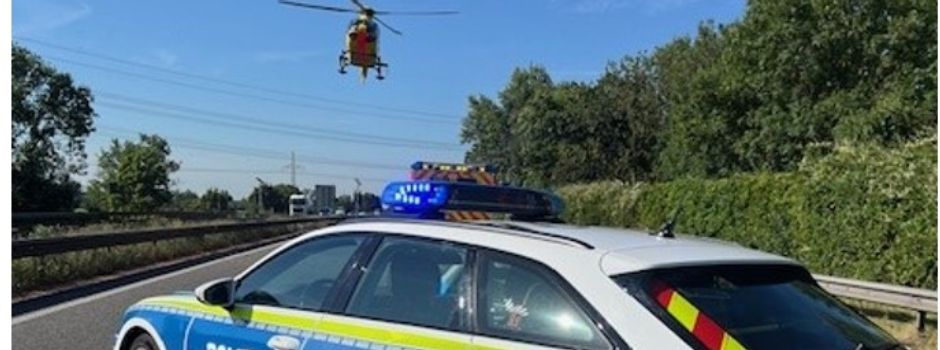 Motorradfahrer bei Unfall auf A61 schwer verletzt – Hubschrauber im Einsatz