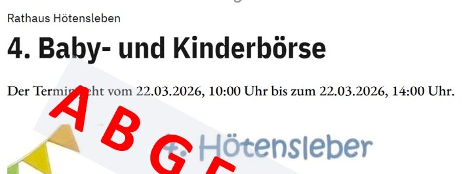 Absage Baby- und Kinderbörse Hötensleben
