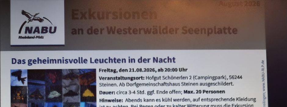 Exkursionen an der Westerwälder Seenplatte - geänderte Uhrzeiten am 23.08.!
