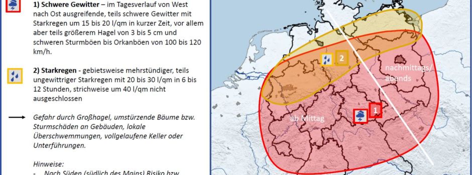Gewitter, Sturm, Hagel und Starkregen