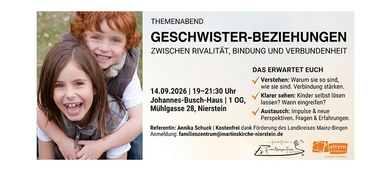 Zwischen Rivalität und tiefer Verbundenheit: Themenabend zu Geschwisterbeziehungen in Nierstein