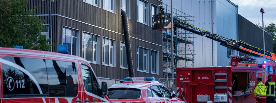 Feuer in Schul-Neubau in Wiesbaden-Dotzheim