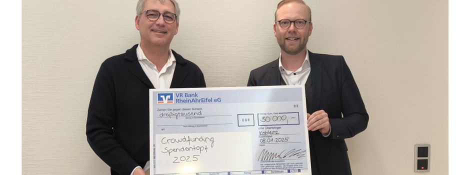 VR Bank RheinAhrEifel stellt 30.000 Euro für Crowdfunding-Projekte bereit