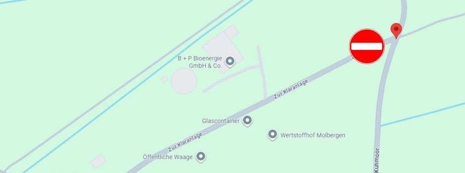 Vollsperrung der Straße "Zur Kläranlage"