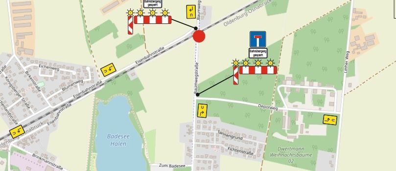 Vollsperrung des Bahnübergangs an der Baumwegstraße 🚧