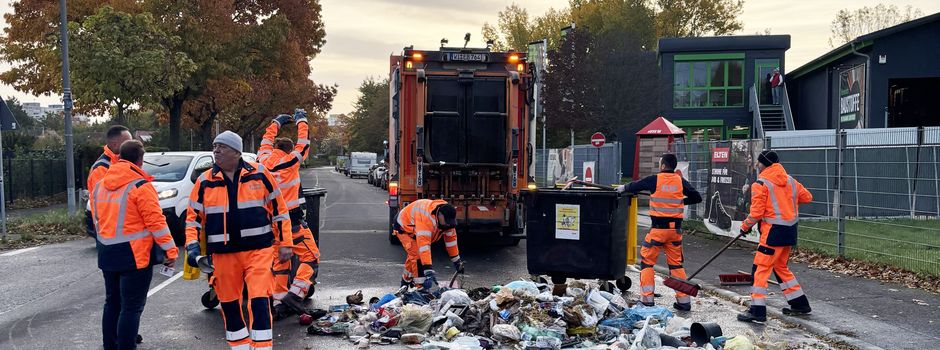 Brennender Akku: Müllabfuhr kippt Ladung auf Wiesbadener Straße