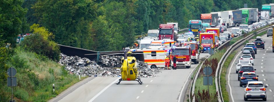 Schwerer Lkw-Unfall bei Gundersheim: A61 wohl bis zum Nachmittag gesperrt