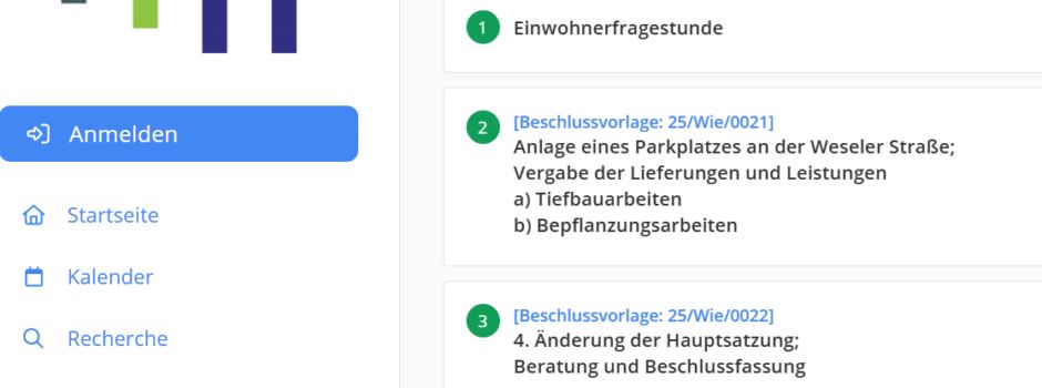 Sitzungsprotokolle des Gemeinderates im Bürgerinformationssystem