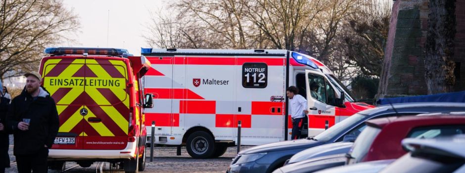 Feuerwehreinsatz auf dem Rhein bei Mainz