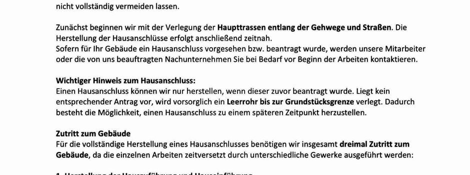 Wichtige News Glasfaserausbau