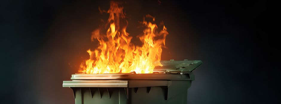 Brennende Mülltonne