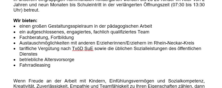 Aktuelle Stellenangebote der Stadtverwaltung