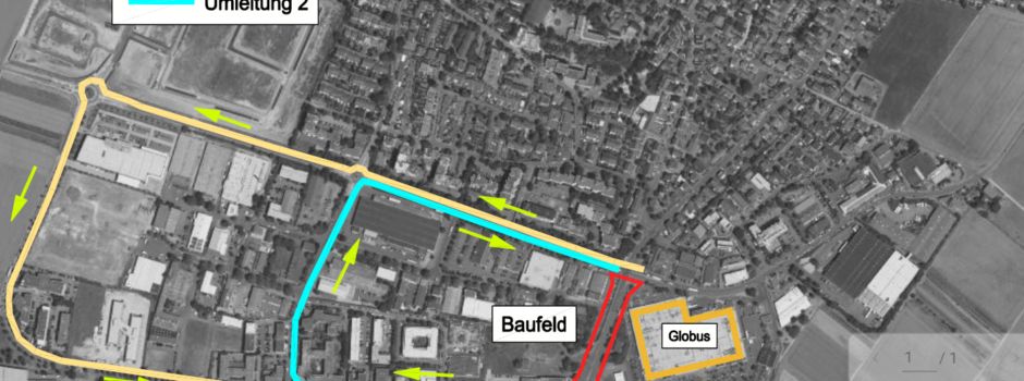 Vollsperrung nahe Globus in Wiesbaden