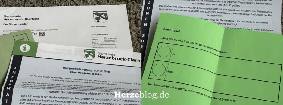 Auswertungen der Bürgerumfrage zur B64n gestartet