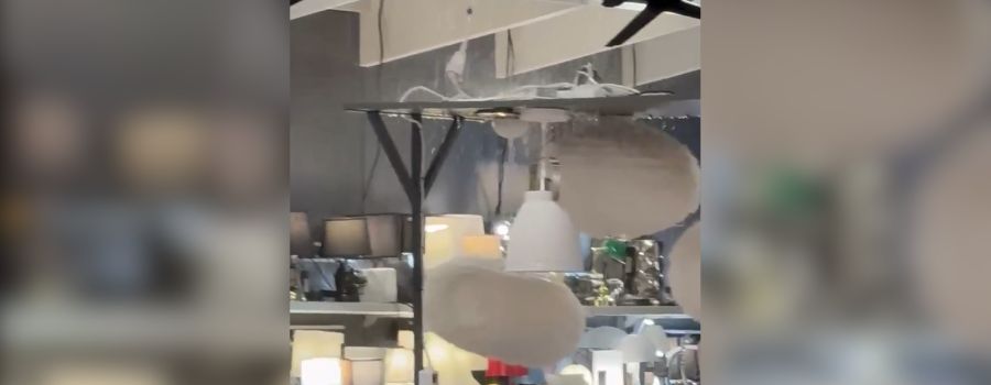 Heftiges Unwetter sorgt für Wasserfall in Mainzer Möbelmarkt