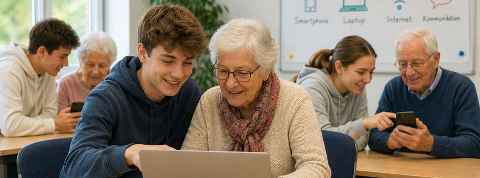 Laptop, Tablet und Smartphone: Schüler schulen Senioren