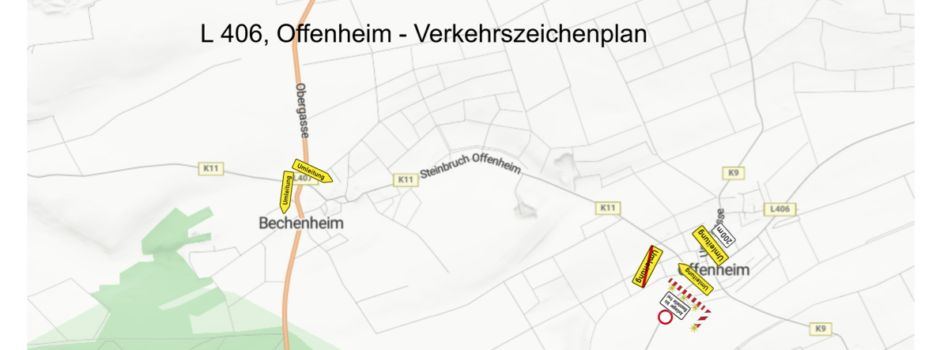 Fahrbahnerneuerung auf der L406 zwischen Offenheim und L407