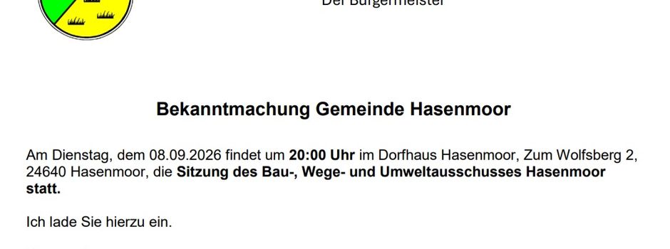 Ankündigung der Sitzung
