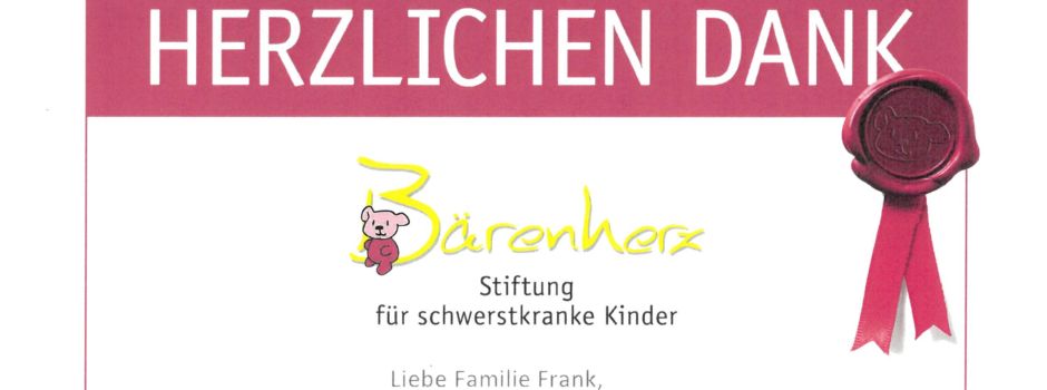 Spendenaktion bring 940,50 Euro für Kinderhospiz Bärenherz
