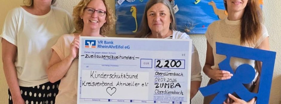ZUMBA Charity spendet 2.200 Euro an den Kinderschutzbund Ahrweiler
