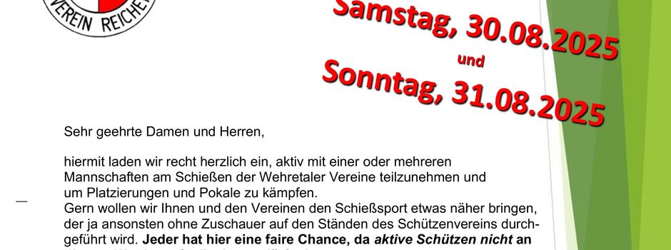 Schießen der Wehretaler Vereine am 30. und 31.8.2025
