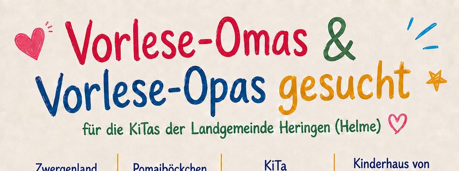 Gesucht werden Vorlese-Omas und Opas für alle Kindergärten der Landgemeinde!