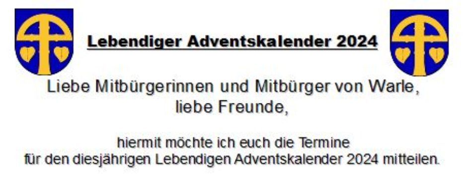Lebendiger Adventskalender in Warle