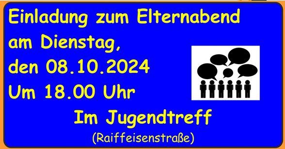 Elternabend im Jugendtreff am Dienstag 8.10. um 18 Uhr
