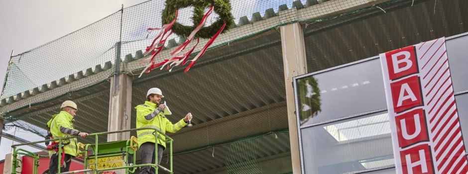 Bauhaus feiert Richtfest in Mainz-Kastel