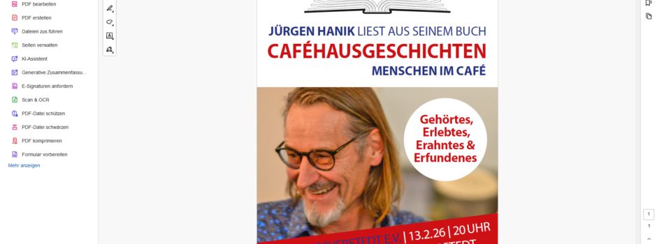 Lesung Jürgen Hanik: Caféhausgeschichten