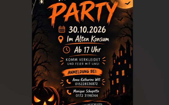 Halloweenparty! Jetzt anmelden!