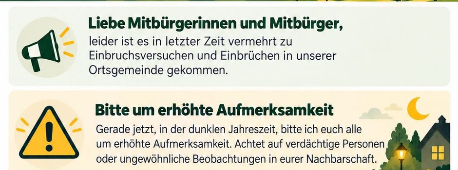 Vermehrte Einbruchsversuche und Einbrüche in unserer Ortsgemeinde