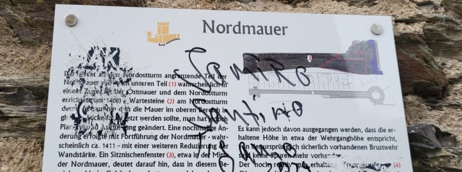 Schmierereien und Müllablagerung an der Burg Wernerseck
