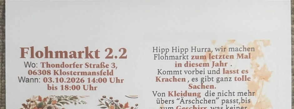 Flohmarkt - Ihr seid alle herzlich Willkommen!!!!!