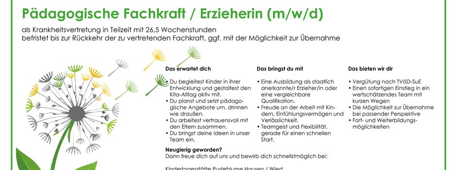 Pädagogische Fachkraft/Erzieherin (m/w/d)