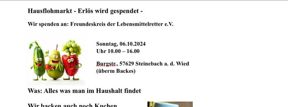 Erinnerung: Einladung zum Hausflohmarkt