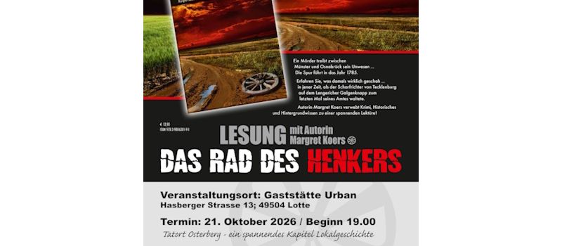 Einladung zur Lesung "Das Rad des Henkers" am 21.10.