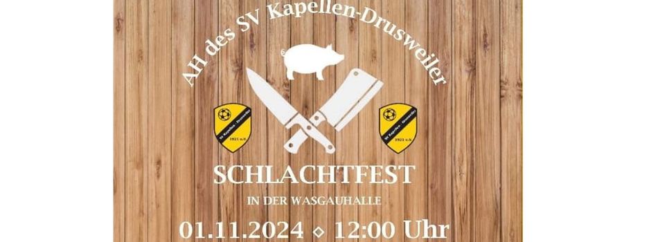 Schlachtfest der AH in der Wasgauhalle am 1. Nov ab 12 Uhr