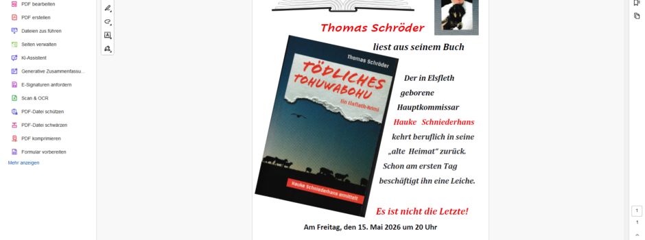 Krimilesung mit Autor Thomas Schröder: Tödliches Tohuwabohu