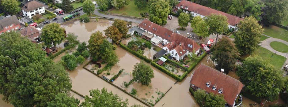 Impressionen aus der Luft vom Hochwasser in Herzebrock-Clarholz