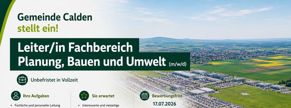 Stellenausschreibung: Leiter/in Fachbereich Planung, Bauen und Umwelt (m/w/d) 