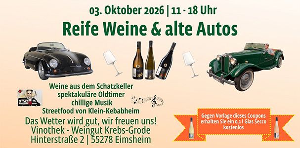Klassiker auf Rädern und im Glas: Eimsheim feiert „Reife Weine & alte Autos“