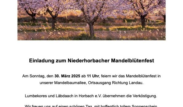 Herzliche Einladung zum Mandelblütenfest
