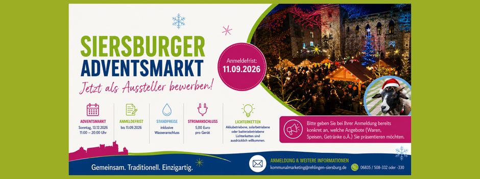 Siersburger Adventsmarkt 2026: Jetzt als Aussteller anmelden!